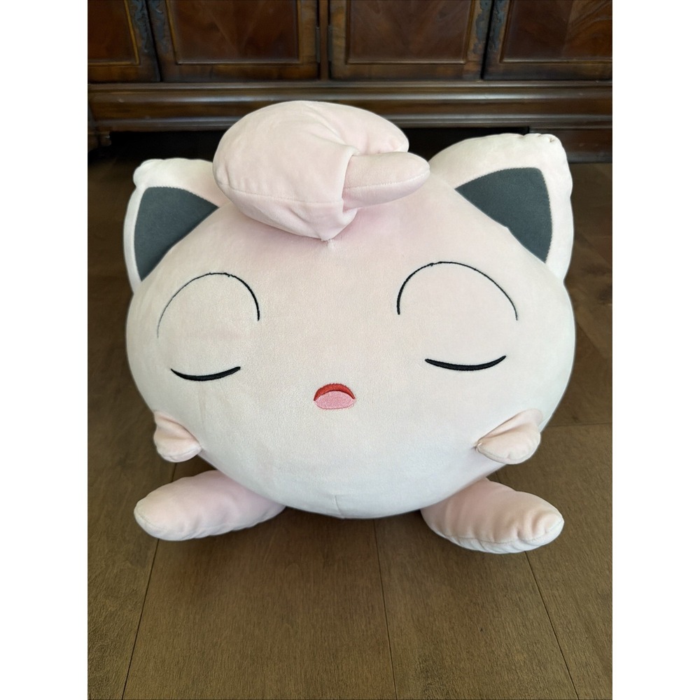 Jigglypuff 14" Plush Sleeping Pokémon Toy Pink Used Has Stains